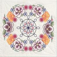 stamped quilt blocks 18x18 6pkg pansy circle 243015