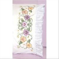 stamped lace edge pillowcase 30x20 2pkg pansy 273317