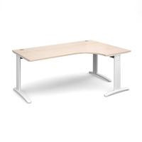 Structure Cable Managed Deluxe Ergonomic Desk Maple Right Handed 1800mm White Frame