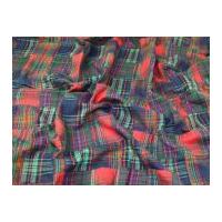 Stitched Patchwork Brushed Cotton Dress Fabric Navy Blue, Red & Green