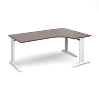 Structure Cable Managed Deluxe Ergonomic Desk Walnut Right Handed 1800mm White Frame