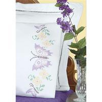 Stamped Pillowcases With White Perle Edge 2/Pkg-Butterflies 243425