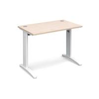 Structure Cable Managed Slimline Rectangular Desk Maple 1000mm White Frame