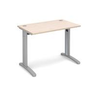 Structure Cable Managed Slimline Rectangular Desk Maple 1000mm Silver Frame