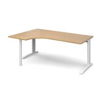 Structure Cable Managed Ergonomic Desk Oak Left Handed 1800mm White Frame