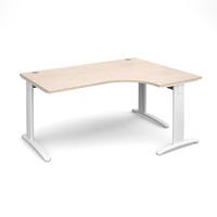 Structure Cable Managed Deluxe Ergonomic Desk Maple Right Handed 1600mm White Frame