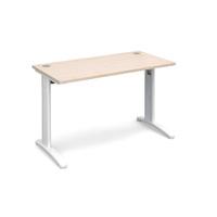 Structure Cable Managed Slimline Rectangular Desk Maple 1200mm White Frame