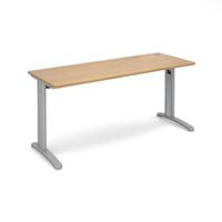 structure cable managed slimline rectangular desk oak 1600mm silver fr ...