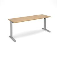 structure cable managed slimline rectangular desk oak 1800mm silver fr ...