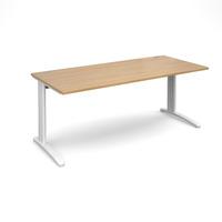 structure cable managed rectangular desk oak 1800mm white frame