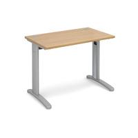 structure cable managed slimline rectangular desk oak 1000mm silver fr ...