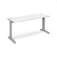 Structure Cable Managed Slimline Rectangular Desk White 1600mm Silver Frame