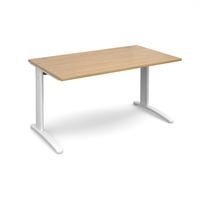 Structure Cable Managed Rectangular Desk Oak 1400mm White Frame