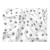 Stars Print Polycotton Dress Fabric White & Light Grey