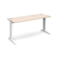 structure cable managed slimline rectangular desk maple 1600mm white f ...