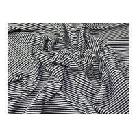 Stripey Metallic Rib Stretch Jersey Knit Dress Fabric Black, White & Silver