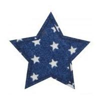 star print denim star iron on patches indigo blue