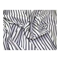 Stripe Print Jardin Stretch Cotton Sateen Dress Fabric Navy Blue & Ivory