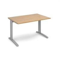 structure cable managed rectangular desk oak 1200mm silver frame