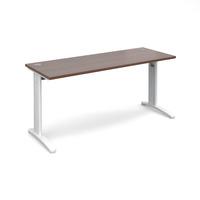 structure cable managed slimline rectangular desk walnut 1600mm white  ...