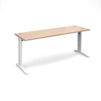 structure cable managed slimline rectangular desk beech 1800mm white f ...