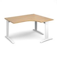 Structure Cable Managed Deluxe Ergonomic Desk Oak Right Handed 1400mm White Frame