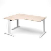 Structure Cable Managed Deluxe Ergonomic Desk Maple Left Handed 1600mm White Frame