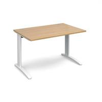 structure cable managed rectangular desk oak 1200mm white frame