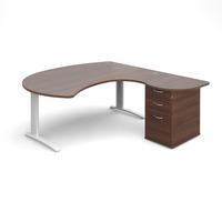 Structure Cable Managed Managers Desk Walnut Right Handed White Frame