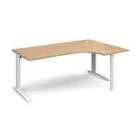 Structure Cable Managed Ergonomic Desk Oak Right Handed 1800mm White Frame