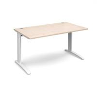 structure cable managed rectangular desk maple 1400mm white frame