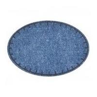 stonewash denim oval iron on patches blue