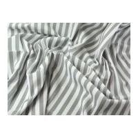 Stripe Print Polycotton Dress Fabric Light Grey & White