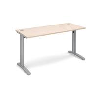 Structure Cable Managed Slimline Rectangular Desk Maple 1400mm Silver Frame