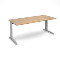 structure cable managed rectangular desk oak 1800mm silver frame