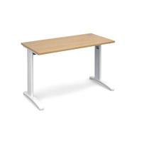 Structure Cable Managed Slimline Rectangular Desk Oak 1200mm White Frame