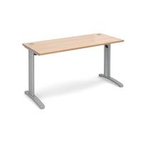 structure cable managed slimline rectangular desk beech 1400mm silver  ...