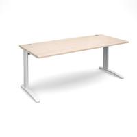 structure cable managed rectangular desk maple 1800mm white frame