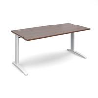 structure cable managed rectangular desk walnut 1600mm white frame