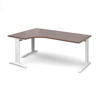 Structure Cable Managed Deluxe Ergonomic Desk Walnut Left Handed 1800mm White Frame