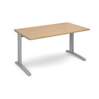 Structure Cable Managed Rectangular Desk Oak 1400mm Silver Frame