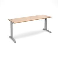 structure cable managed slimline rectangular desk beech 1800mm silver  ...