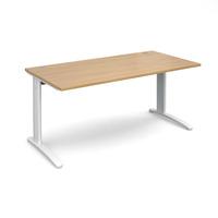 Structure Cable Managed Rectangular Desk Oak 1600mm White Frame