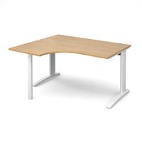 Structure Cable Managed Ergonomic Desk Oak Left Handed 1400mm White Frame