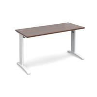 structure cable managed slimline rectangular desk walnut 1400mm white  ...