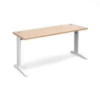 structure cable managed slimline rectangular desk beech 1600mm white f ...