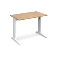 structure cable managed slimline rectangular desk oak 1000mm white fra ...