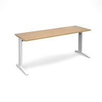 Structure Cable Managed Slimline Rectangular Desk Oak 1800mm White Frame