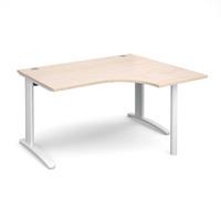 structure cable managed ergonomic desk maple right handed 1400mm white ...