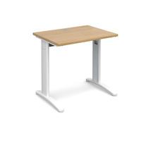 structure cable managed slimline rectangular desk oak 800mm white fram ...